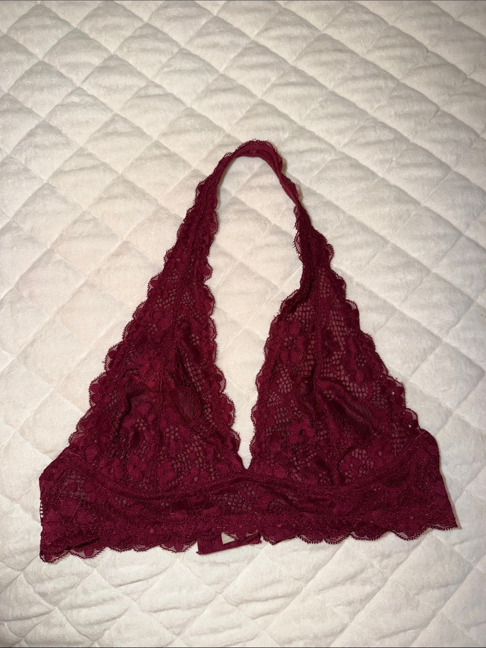 Free People Lace Halter Bralette in Burgundy Wine